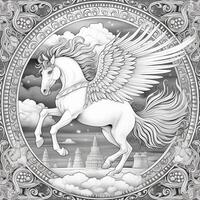 nouveau arte pegasus coloração Páginas foto