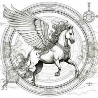 nouveau arte pegasus coloração Páginas foto