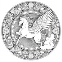 nouveau arte pegasus coloração Páginas foto