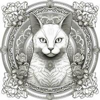 ornamental gato coloração Páginas foto