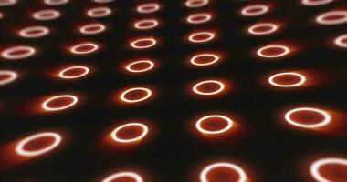abstrato laranja padronizar do brilhando geométrico círculos ciclo futurista oi-tech Preto fundo foto