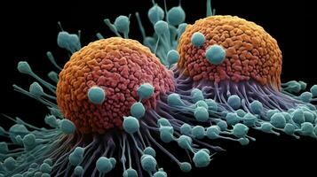 microscópico escala mofo, bactérias, vírus, célula dentro múltiplo cor abstrato conceito, ai gerado. foto