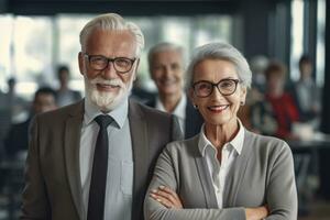 idosos o negócio parceiros , casado casal empregadores dentro escritório. família negócios. ai generativo foto