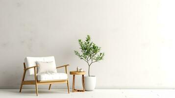 minimalismo dentro a interior, branco cadeira fez com generativo ai foto