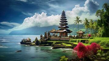 lindo têmpora dentro Bali, Indonésia, gerado de ai foto
