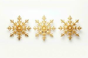 conjunto do ouro Natal flocos de neve em branco fundo. ai gerado foto