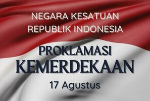 Projeto para bandeira, cumprimento cartão, do Indonésia independência dia, generativo ai foto