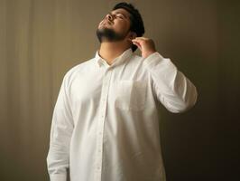 mais Tamanho ásia homem emocional dinâmico pose ai generativo foto