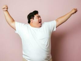 mais Tamanho ásia homem emocional dinâmico pose ai generativo foto