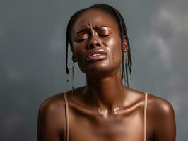 estúdio tiro do africano mulher dinâmico emocional gestos ai generativo foto