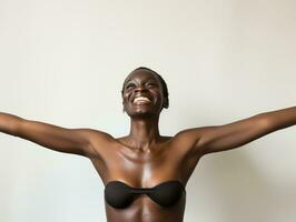 estúdio tiro do africano mulher dinâmico emocional gestos ai generativo foto