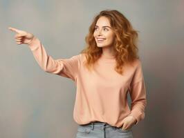 emocional dinâmico pose 30 ano velho mulher ai generativo foto