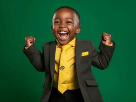 africano criança dentro emocional dinâmico pose dentro escola ai generativo foto