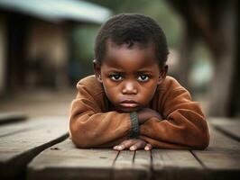 africano criança dentro emocional dinâmico pose dentro escola ai generativo foto