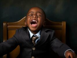 africano criança dentro emocional dinâmico pose dentro escola ai generativo foto