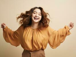 mais Tamanho ásia mulher dentro emocional dinâmico pose ai generativo foto