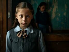 foto do emocional dinâmico pose mexicano criança dentro escola ai generativo