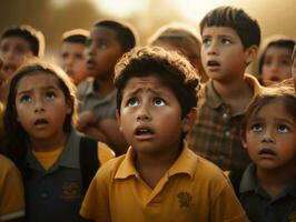 foto do emocional dinâmico pose mexicano criança dentro escola ai generativo