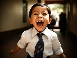 foto do emocional dinâmico pose mexicano criança dentro escola ai generativo