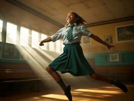 foto do emocional dinâmico pose mexicano criança dentro escola ai generativo