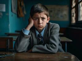 foto do emocional dinâmico pose mexicano criança dentro escola ai generativo