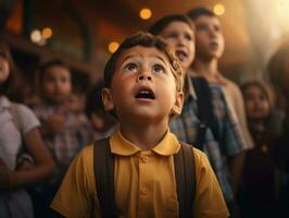 foto do emocional dinâmico pose mexicano criança dentro escola ai generativo