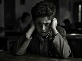 foto do emocional dinâmico pose mexicano criança dentro escola ai generativo
