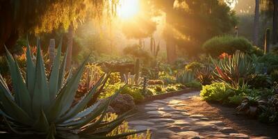 ai gerado. ai generativo. natureza ao ar livre plantar saudável remédio aloés vera às casa jardim fundo. gráfico arte foto