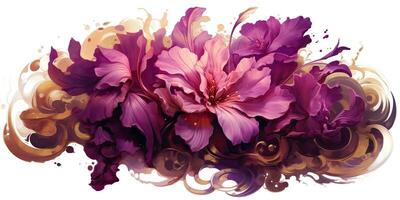 ai gerado. ai generativo. lindo decorativo Flor flor botânico floral Rosa roxa flores aguarela em branco fundo tela. gráfico arte foto