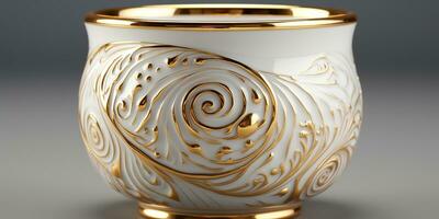 ai gerado. ai generativo. luxo cerâmico cerâmica tigela para decoração do Comida refeição. gráfico arte foto