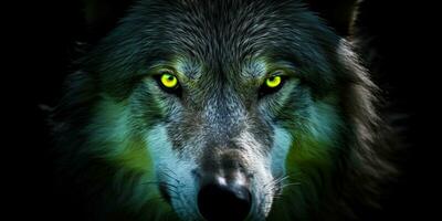 ai gerado. ai generativo. selvagem natureza criatura predador wold face olhos retrato. animais selvagens explorar ao ar livre selvagem perigoso mamífero. gráfico arte foto