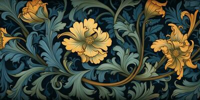 ai gerado. ai generativo. floral botânico flores folha padronizar fundo textura. gráfico arte foto