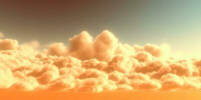 ai gerado. ai generativo. céu nuvens ar zangão Visão amarelo laranja cor fundo panorama. aventura viagem viagem ao ar livre voar. gráfico arte foto