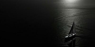 ai gerado. ai generativo. navio vela barco iate dentro aberto mar oceano lago água. verão ao ar livre aventura período de férias viagem luxo estilo de vida. gráfico arte foto