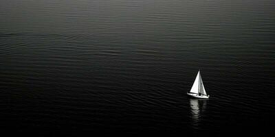 ai gerado. ai generativo. navio vela barco iate dentro aberto mar oceano lago água. verão ao ar livre aventura período de férias viagem luxo estilo de vida. gráfico arte foto