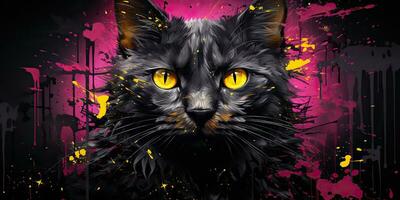 ai gerado. ai generativo. água cor pintura desenhando desenhando do uma gato face retrato. gráfico tela de pintura arte mamífero decoração fundo. gráfico arte foto