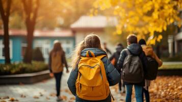 crianças felizes vão para a escola foto