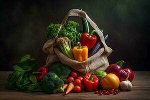 fresco legumes dentro uma bolsa. ai generativo foto