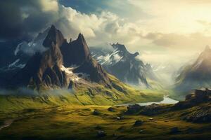 lindo paisagens com montanhas. ai generativo foto