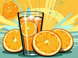 vidro do laranja suco com laranja sacos e fatias frutas isolar em branco fundo. criada com generativo ai tecnologia. foto