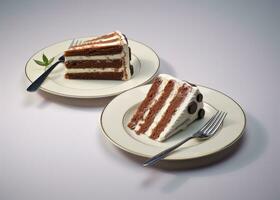 uma fatia do delicioso chocolate bolo. em camadas chocolate bolo. criada com generativo ai tecnologia. foto