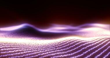 abstrato roxa ondas a partir de brilhando partículas e linhas futurista oi-tech fundo foto