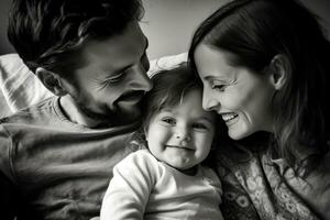 feliz família tendo Diversão às casa juntos foto