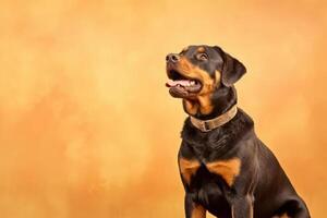 fofa rottweiler dentro natureza, nacional geografia, Largo vida animais. ai gerado. foto