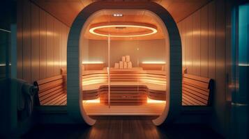 sauna quarto do uma lindo futurista Projeto. ai gerado. foto