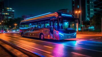 ônibus do uma lindo transporte com futurista Projeto. ai gerado. foto