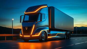 caminhão do uma lindo transporte com futurista Projeto. ai gerado. foto