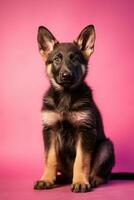 muito fofa cachorro alemão pastor dentro natureza, nacional geografia, Largo vida animais. ai gerado. foto