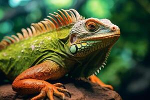 iguana dentro natureza, nacional geografia, Largo vida animais. ai gerado. foto