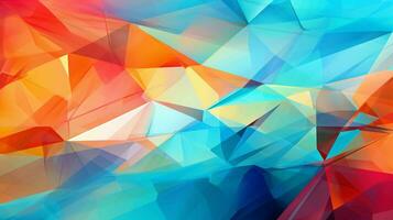 uma vibrante abstrato fundo com sobreposição geométrico formas dentro vários brilhante cores, ai gerado foto